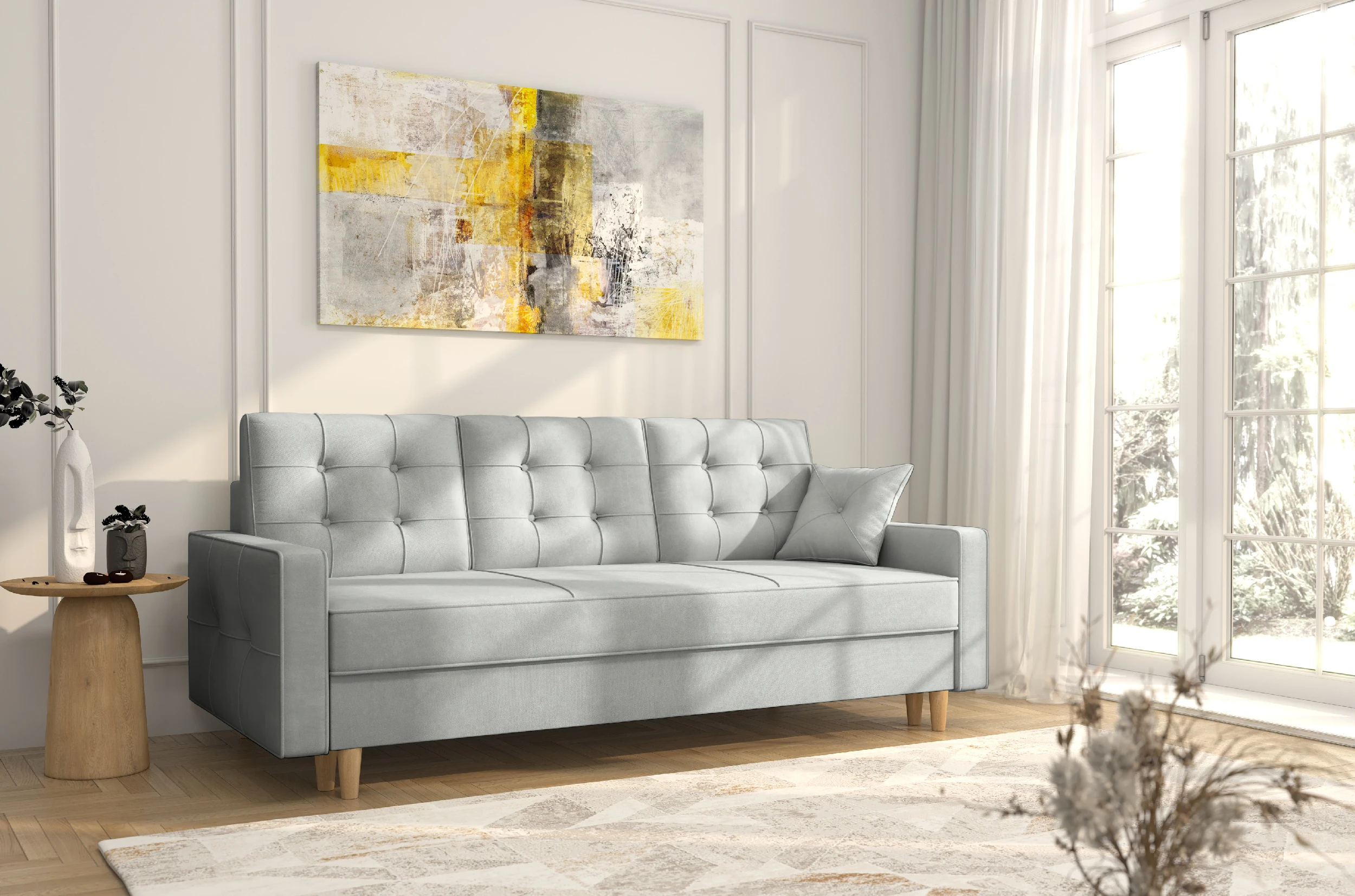 Jasnoszara kanapa Broadway w tkaninie Uttario Velvet 2973